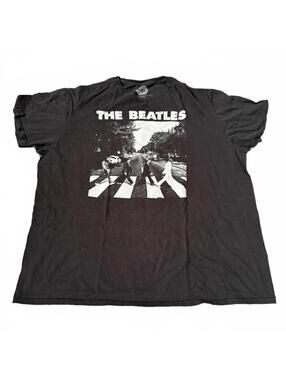 Black Cotton Band Tee Abbey Road Graphic XL Beatles Shirt 2016 Vintage Style